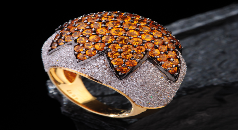 18K Yellow Gold with Yellow Sapphire and Diamond Ring