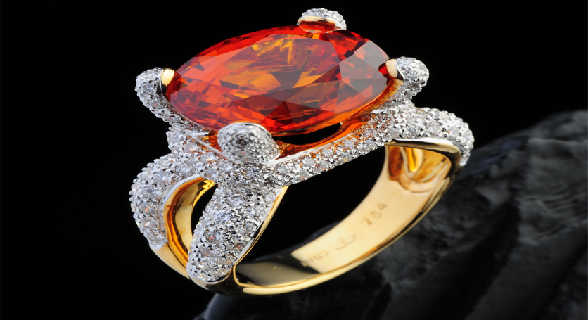 18K Yellow Gold with Yellow Sapphire and Diamond Ring