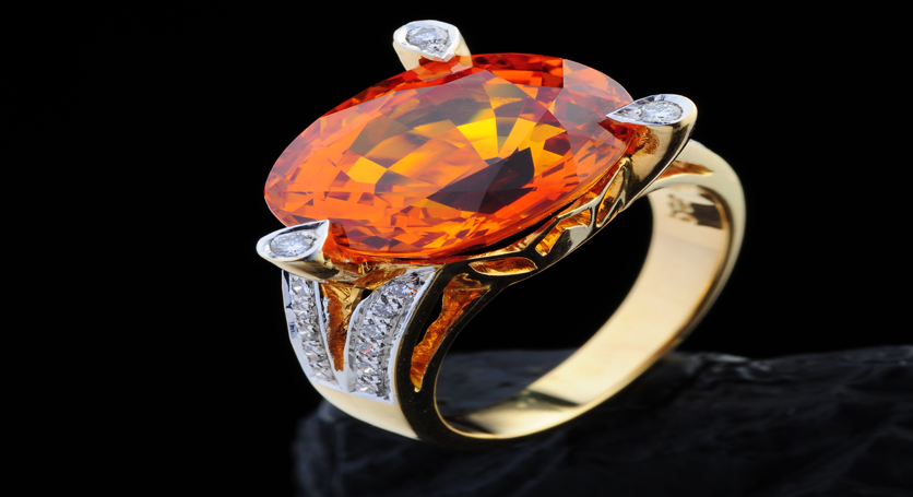 18K Yellow Gold with Yellow Sapphire and Diamond Ring