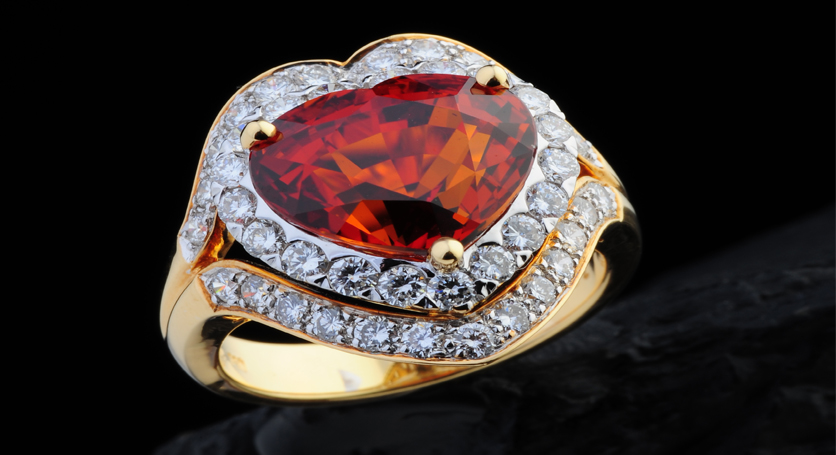 18K Yellow Gold with Yellow Sapphire and Diamond Ring