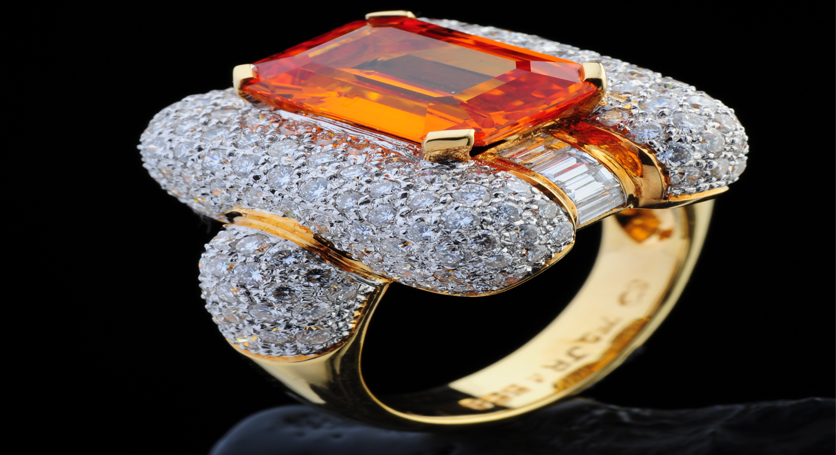 18K Yellow Gold with Yellow Sapphire and Diamond Ring