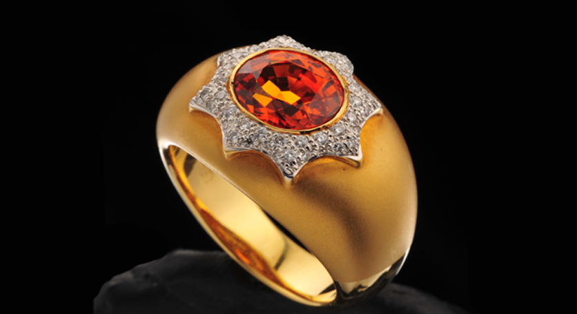 18K Yellow Gold with Yellow Sapphire and Diamond Ring