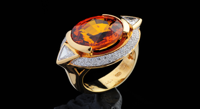 18K Yellow Gold with Yellow Sapphire and Diamond Ring