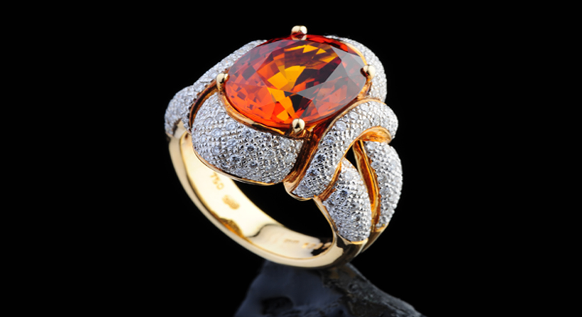 18K Yellow Gold with Yellow Sapphire and Diamond Ring