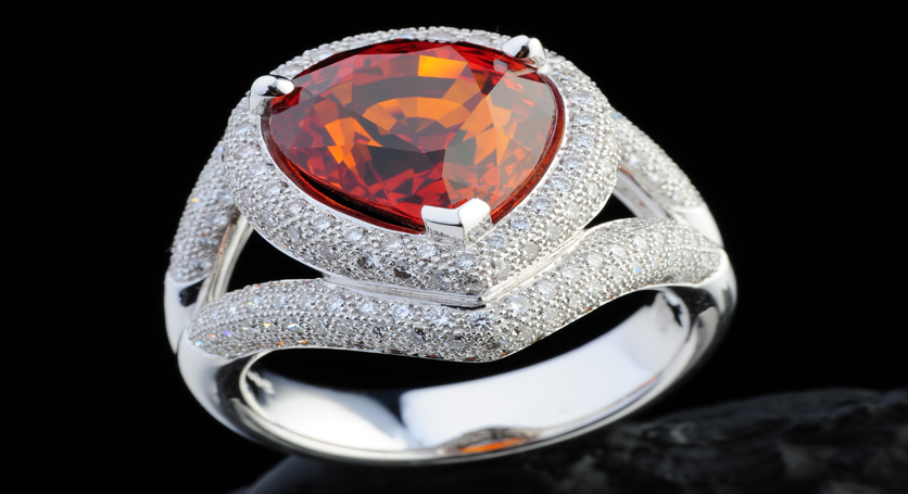 18K White Gold with Yellow Sapphire and Diamond Ring