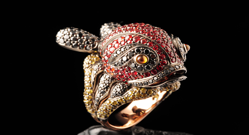 18K Yellow Gold with Fancy Sapphire and Diamond Ring