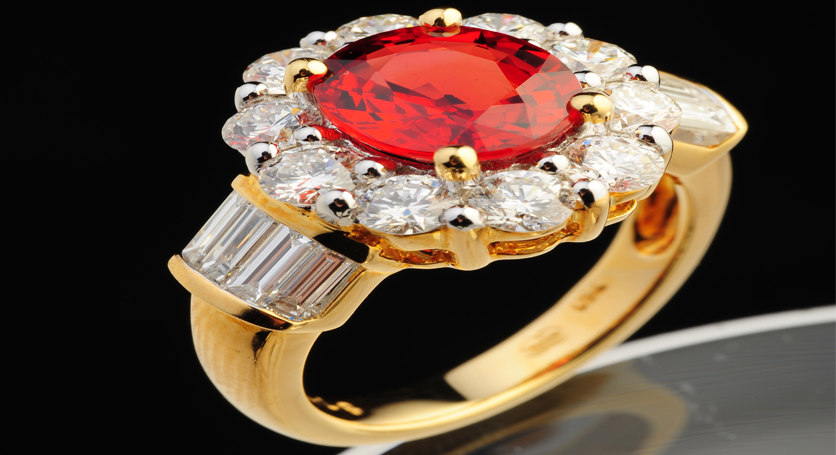18K Yellow Gold with Ruby and Diamond Ring