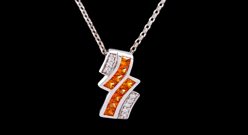Silver with Yellow Sapphire and Zirconia Pendant