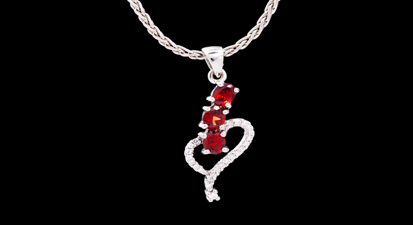 Silver with Garnet and Zirconia Pendant