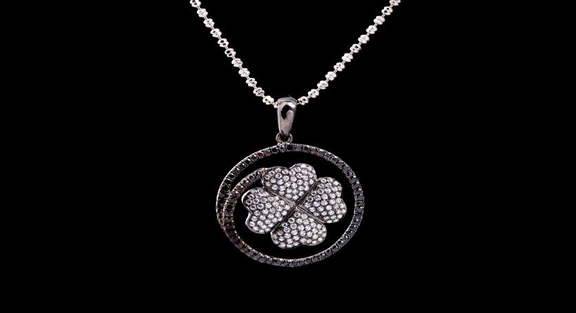 Silver with Onyx and Zirconia Pendant