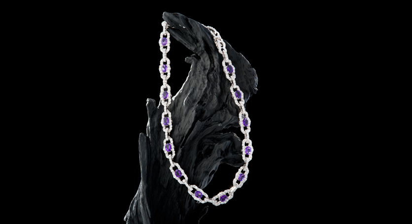 Silver with Amethyst and Zirconia Necklace