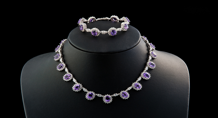 Silver with Amethyst and Zirconia Set