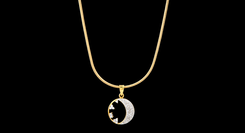 18K Yellow Gold with Diamond Pendant