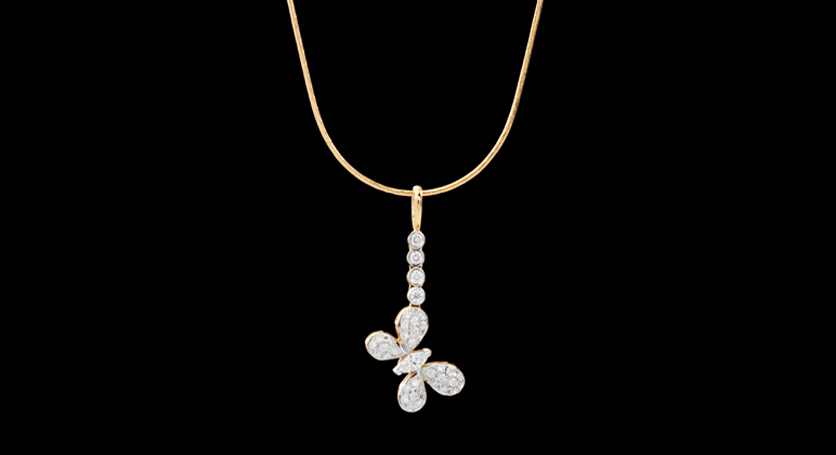 18K Yellow Gold with Diamond Pendant