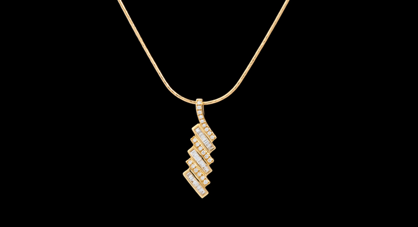 18K Yellow Gold with Diamond Pendant