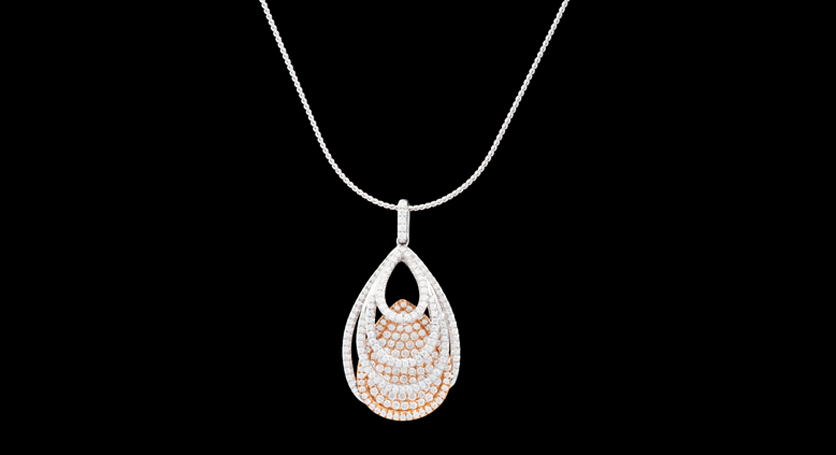 18K White and Yellow Gold with Diamond Pendant