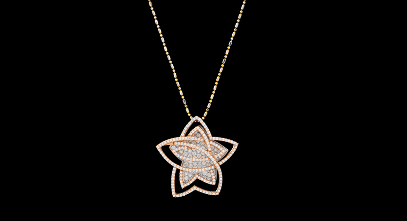 18K White and Yellow Gold with Diamond Pendant