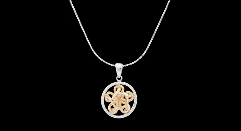 18K White and Yellow Gold with Diamond Pendant