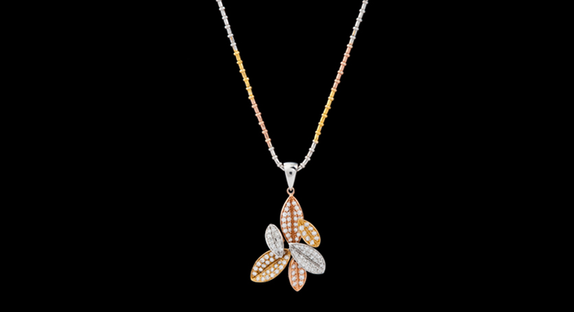 18K White, Pink and Yellow Gold with Diamond Pendant