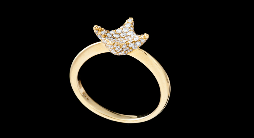 18K Yellow Gold with Diamond Ring