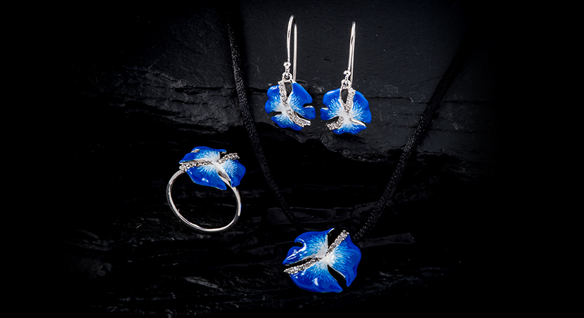 Silver with Enamel and CZ Set