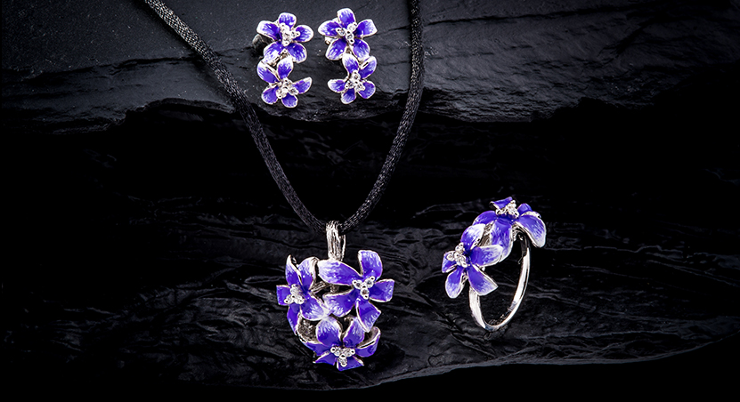 Silver with Enamel and CZ Set