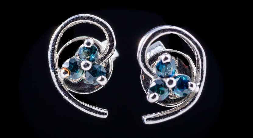 Silver with Sapphire Earring