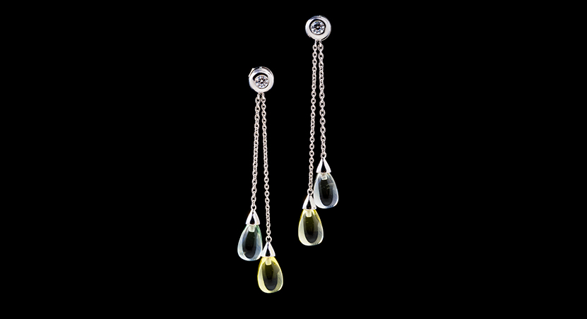 Silver with Multicolor Stones and Zirconia Earring