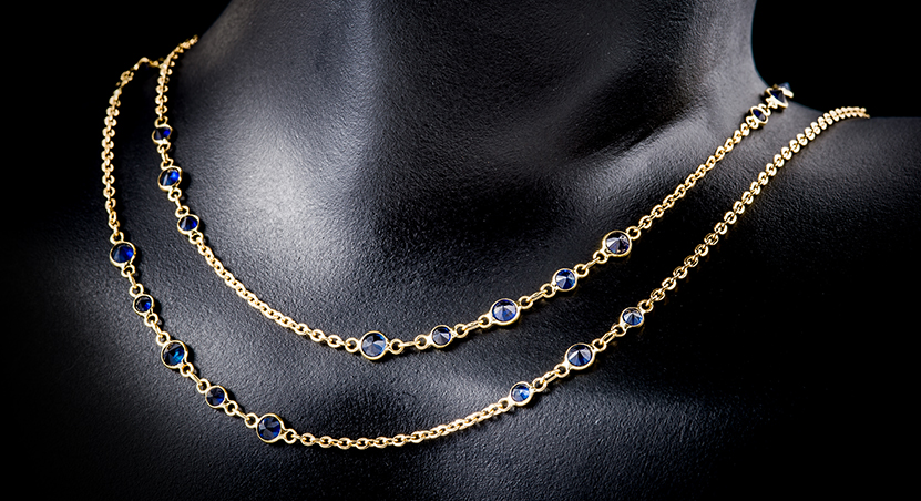18K Yellow Gold with Sapphire Necklace