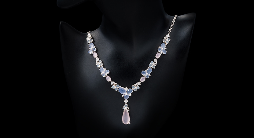 Silver with Multicolor Stones and Zirconia Necklace